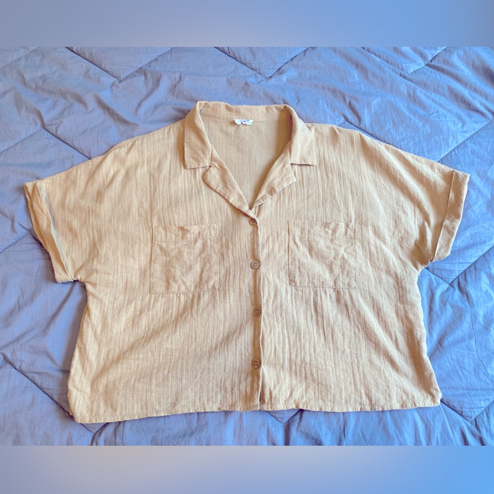 Cotton On Beige cropped button up shirt